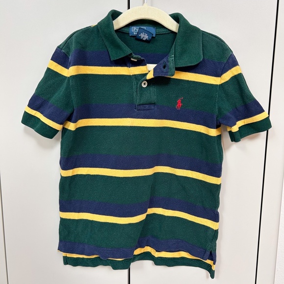 Polo Ralph Lauren Green Yellow Navy Short Sleeve Polo sz 5 - red logo - Picture 1 of 7